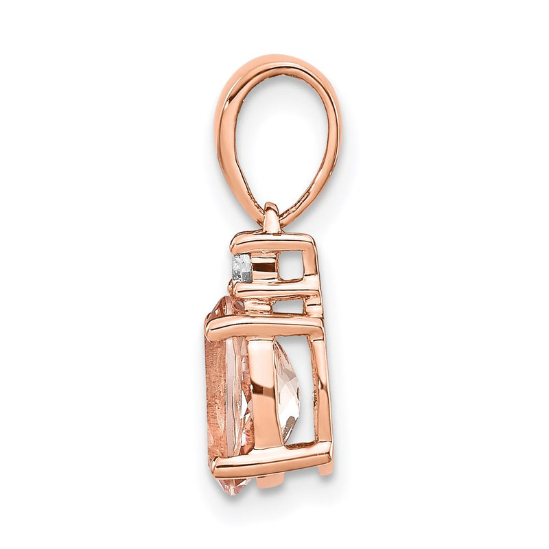 14k Rose Gold Morganite and Diamond Pendant