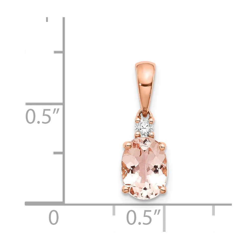 14k Rose Gold Morganite and Diamond Pendant