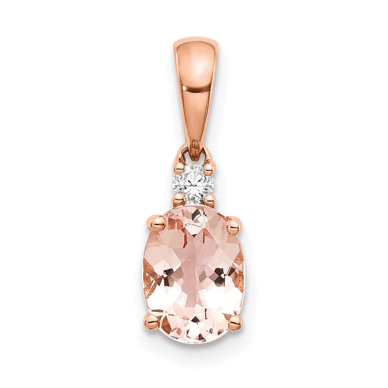 14k Rose Gold Morganite and Diamond Pendant