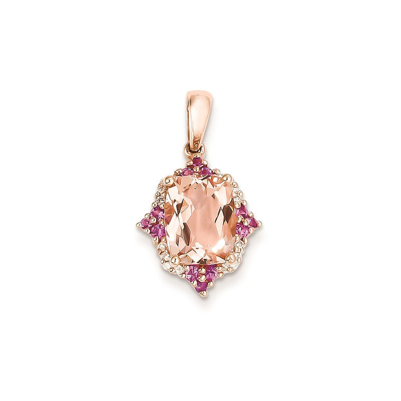 14k Rose Gold Morganite & Real Diamond Pendant