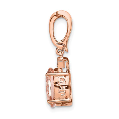 14k Rose Gold Real Diamond and Morganite Pendant