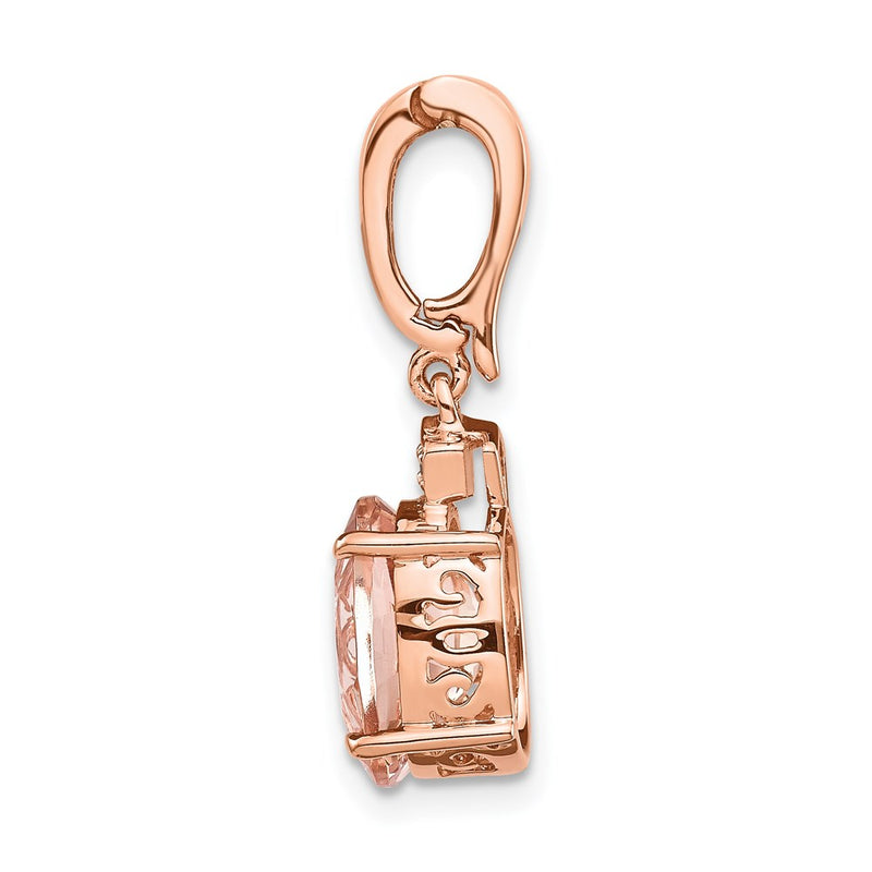 14k Rose Gold Real Diamond and Morganite Pendant