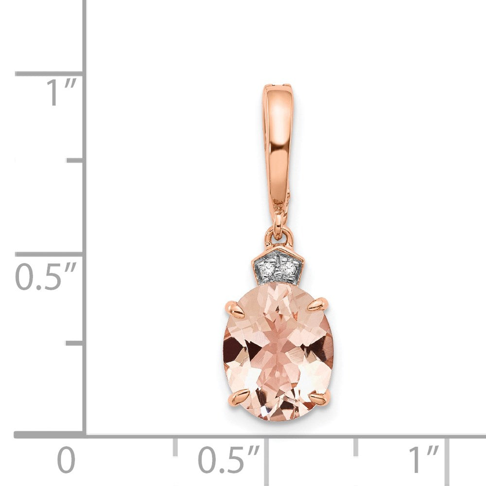 14k Rose Gold Real Diamond and Morganite Pendant