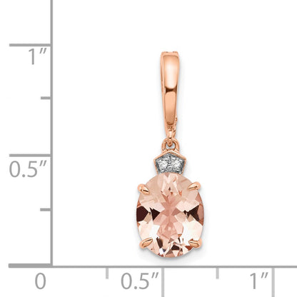 14k Rose Gold Real Diamond and Morganite Pendant