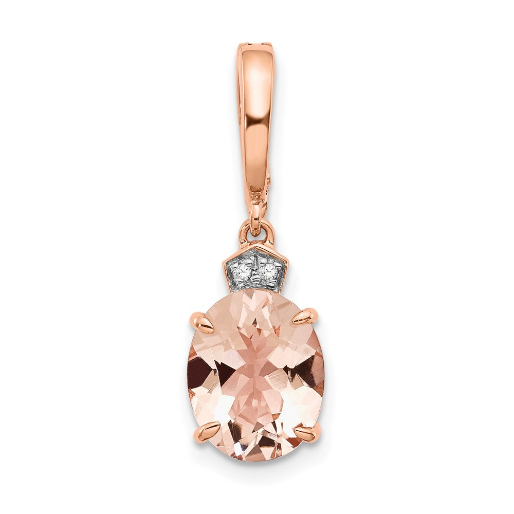 14k Rose Gold Real Diamond and Morganite Pendant