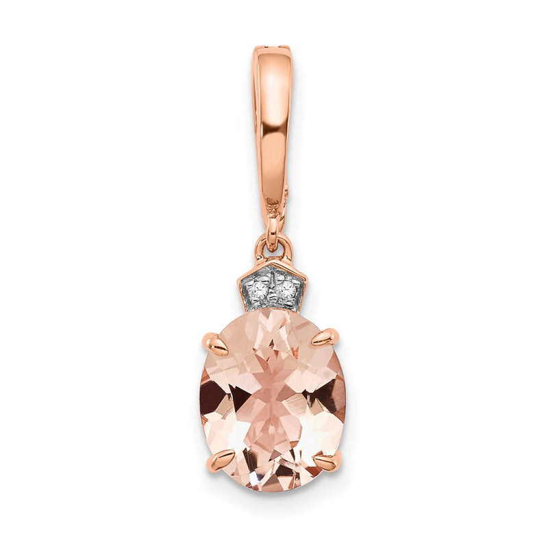 14k Rose Gold Real Diamond and Morganite Pendant