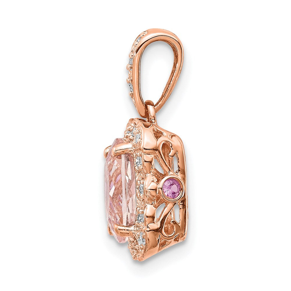 14k Rose Gold Real Diamond & Morganite Pendant