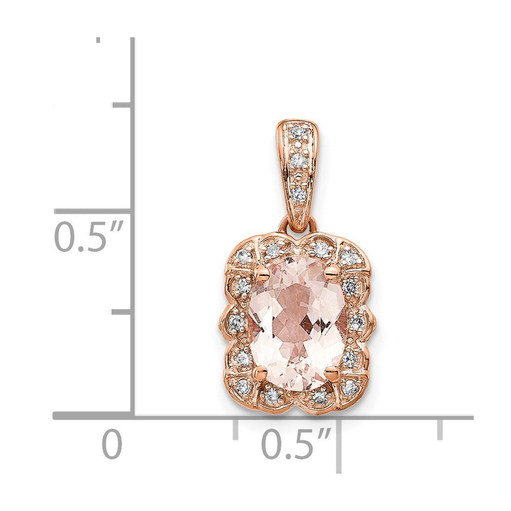 14k Rose Gold Real Diamond & Morganite Pendant