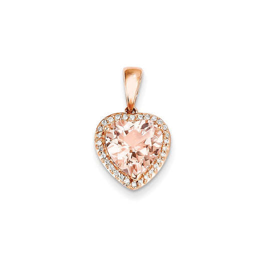 14k Rose Gold Morganite & Real Diamond Pendant