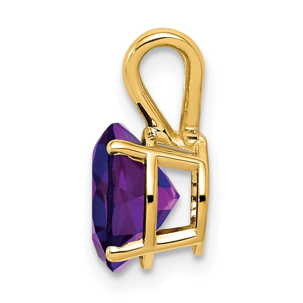 14K Yellow Gold 8mm Amethyst Checker pendant