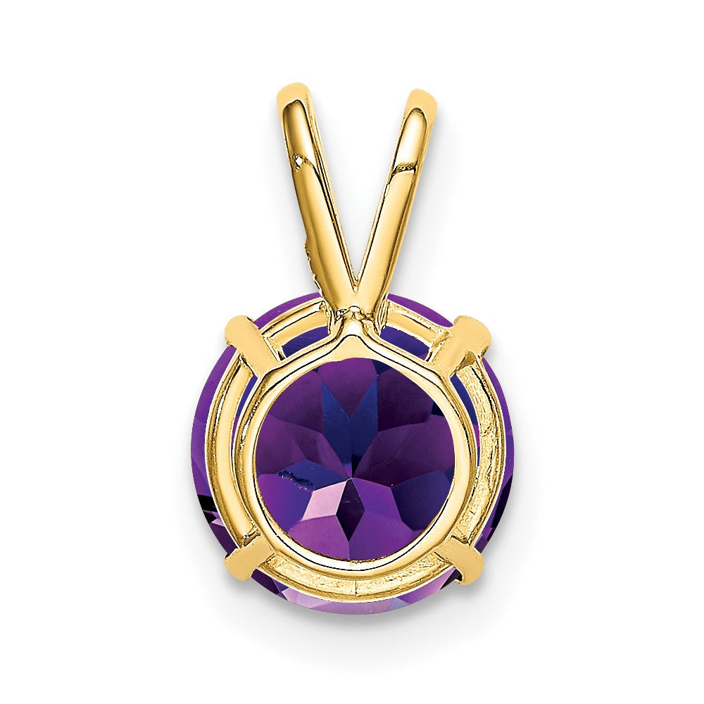 14K Yellow Gold 8mm Amethyst Checker pendant
