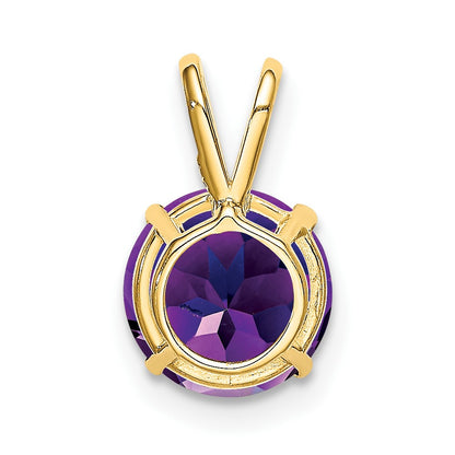 14K Yellow Gold 8mm Amethyst Checker pendant