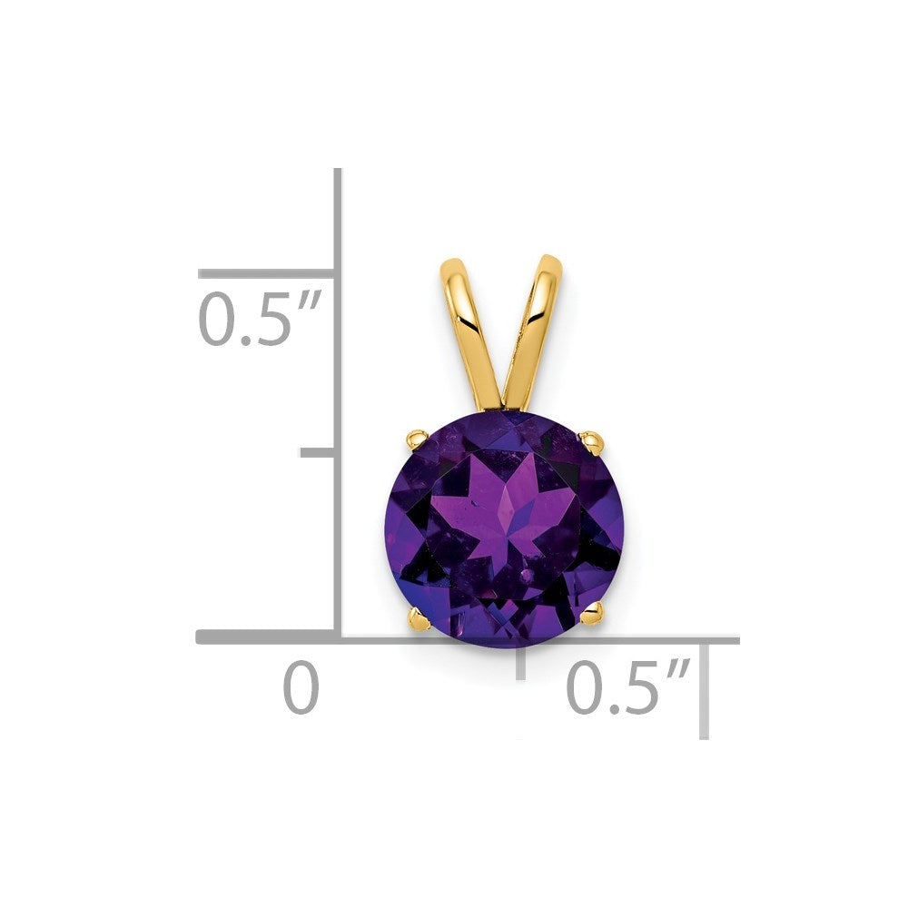 14K Yellow Gold 8mm Amethyst Checker pendant