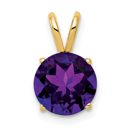 14K Yellow Gold 8mm Amethyst Checker pendant