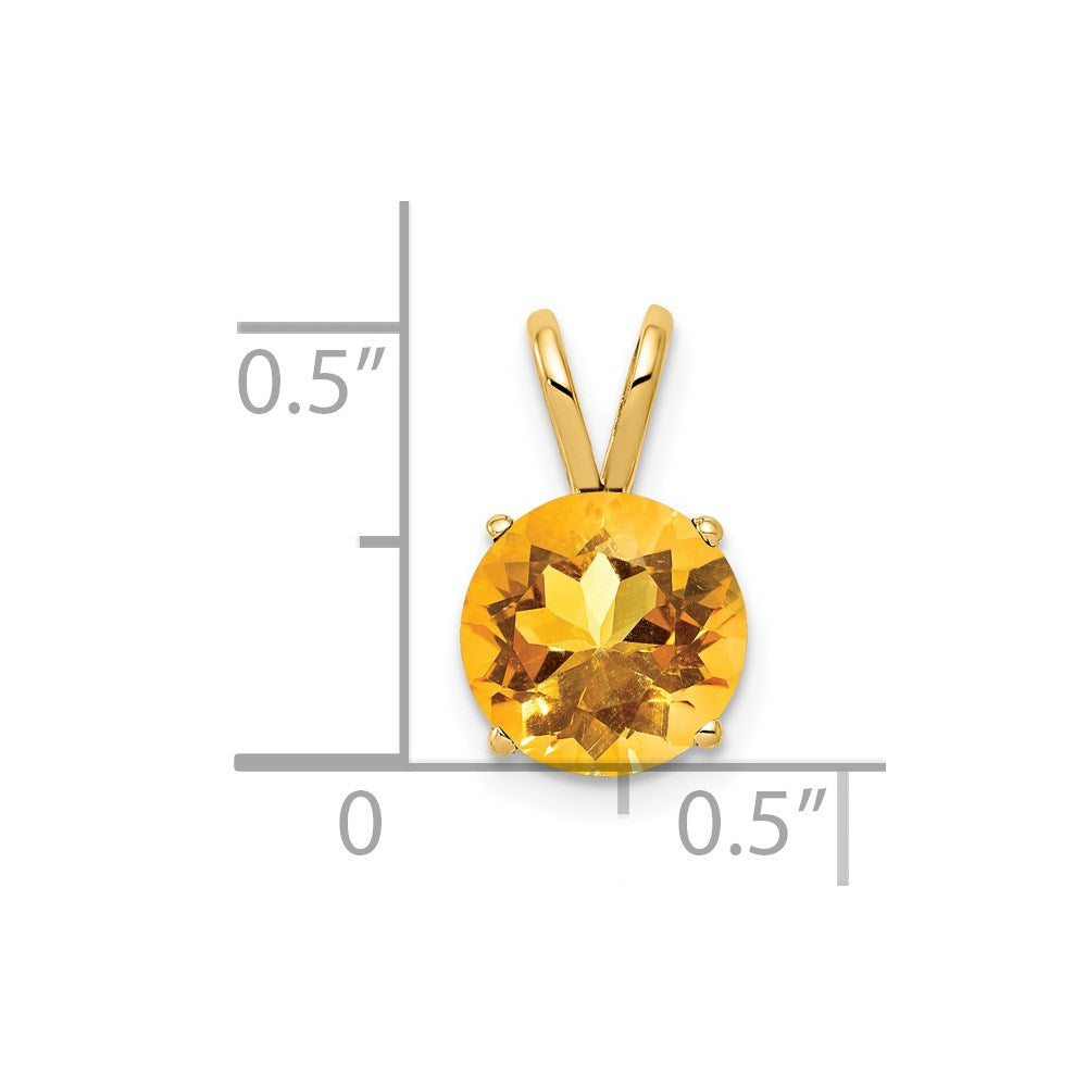 14K Yellow Gold 8mm Citrine pendant
