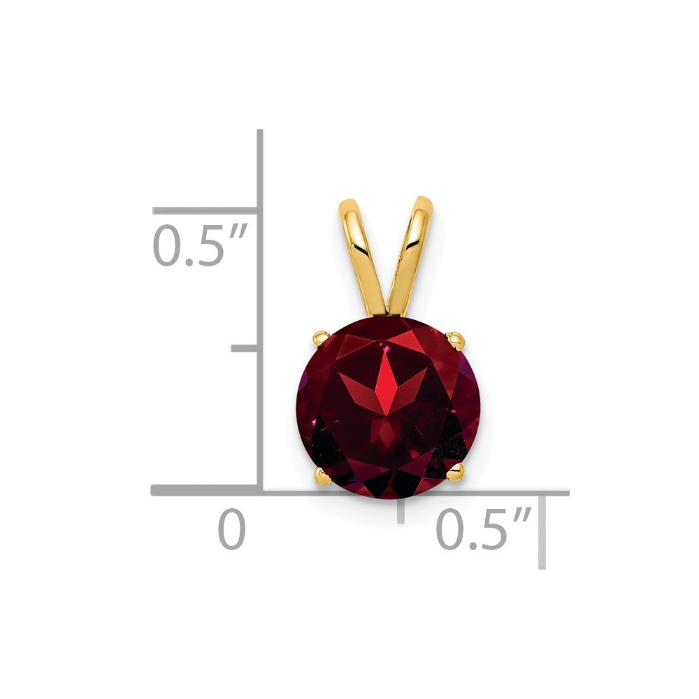 14K Yellow Gold 8mm Garnet Checker pendant