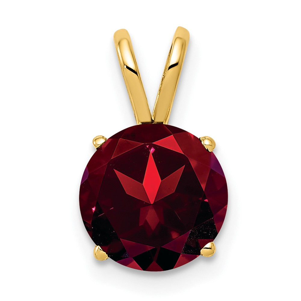 14K Yellow Gold 8mm Garnet Checker pendant