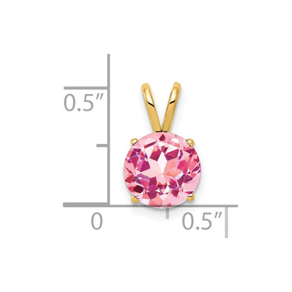 14k Yellow Gold 8mm Pink Tourmaline pendant