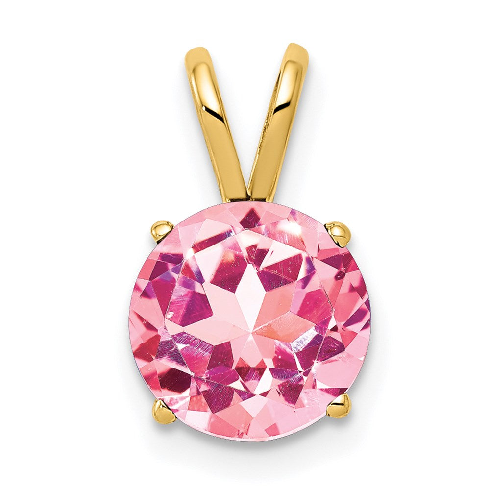14k Yellow Gold 8mm Pink Tourmaline pendant