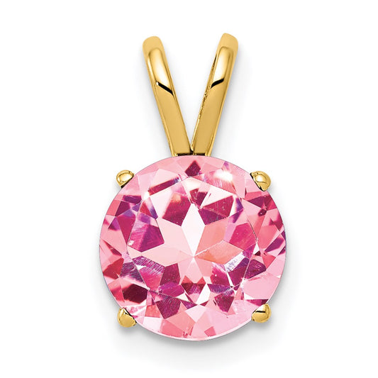 14k Yellow Gold 8mm Pink Tourmaline pendant