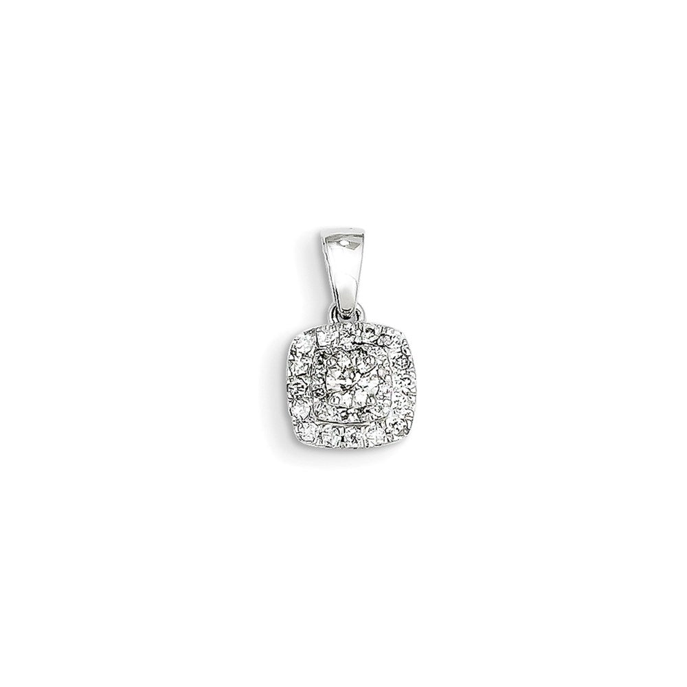 14k White Gold Real Diamond Halo Pendant