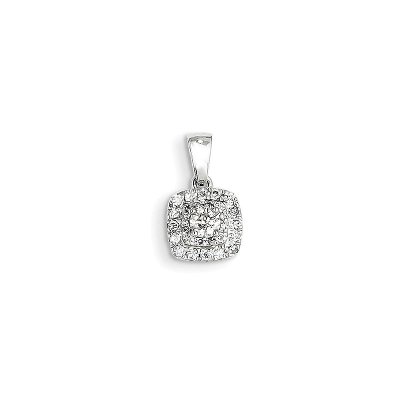 14k White Gold Real Diamond Halo Pendant