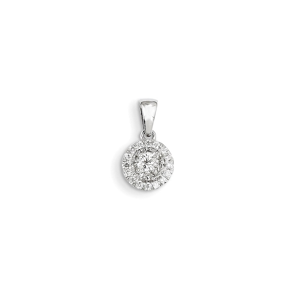 14k White Gold Real Diamond Halo Pendant