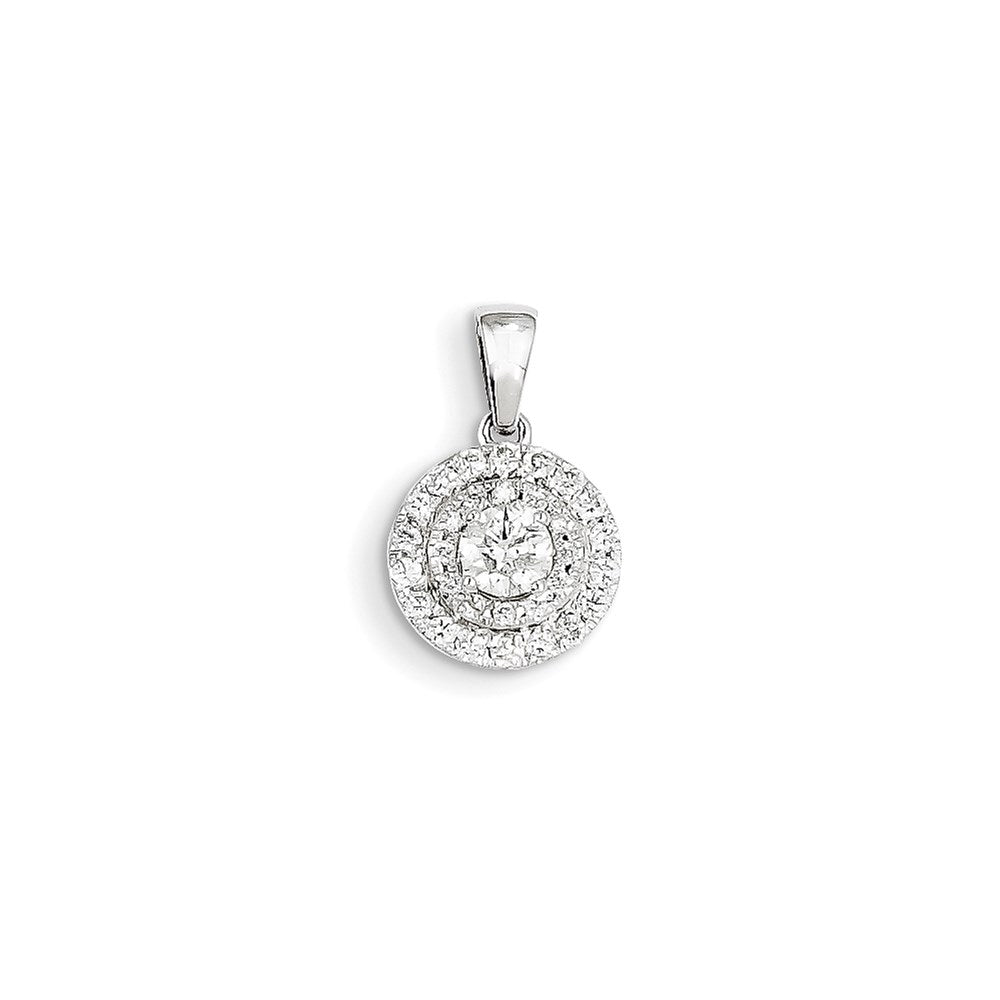 14k White Gold Real Diamond Halo Pendant
