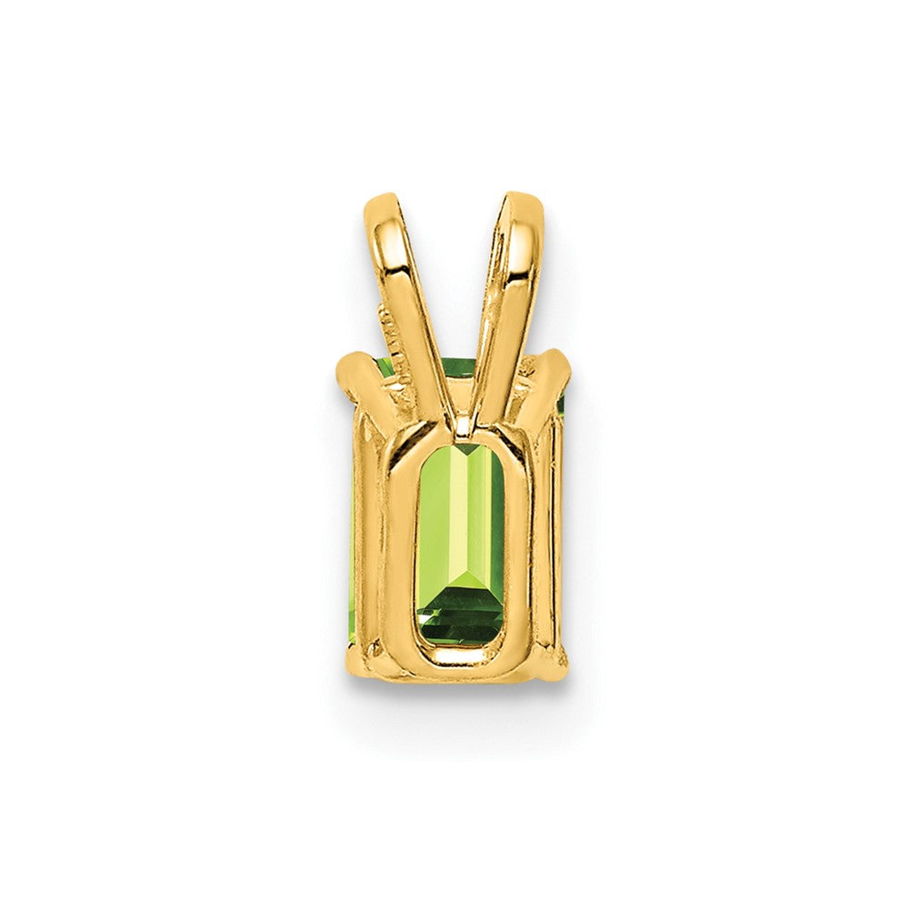14K Yellow Gold 6x4mm Emerald Cut Peridot pendant