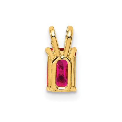 14K Yellow Gold 6x4mm Emerald Cut Ruby pendant