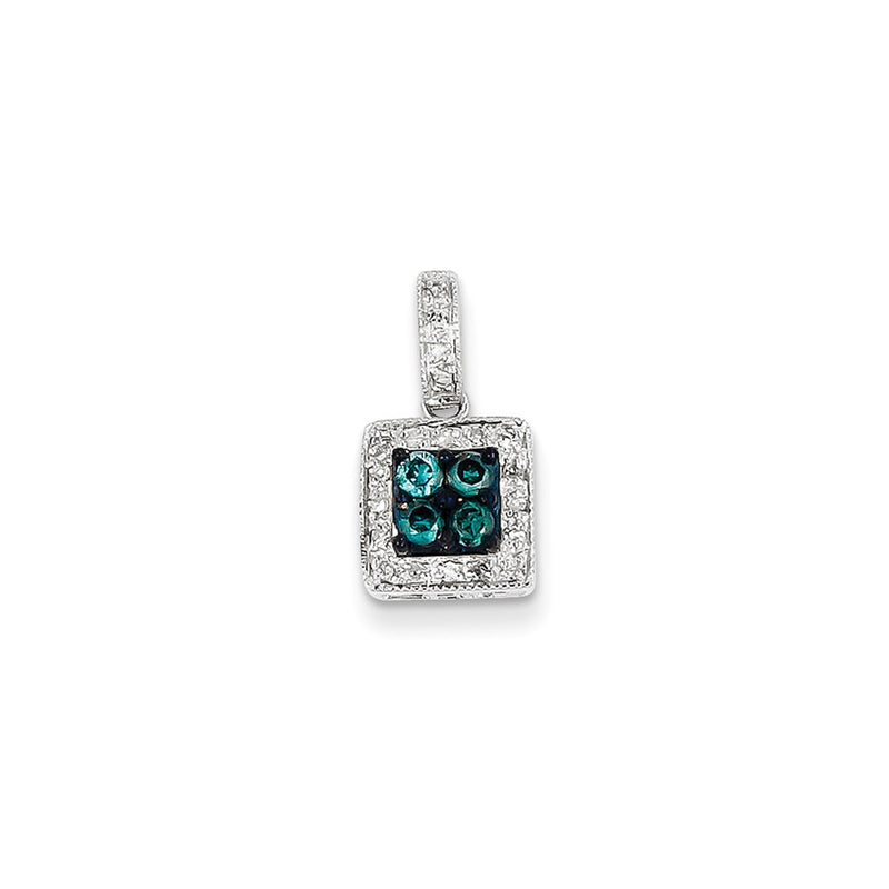 14k White Gold WG Wht. & Bl. Dia Pendant