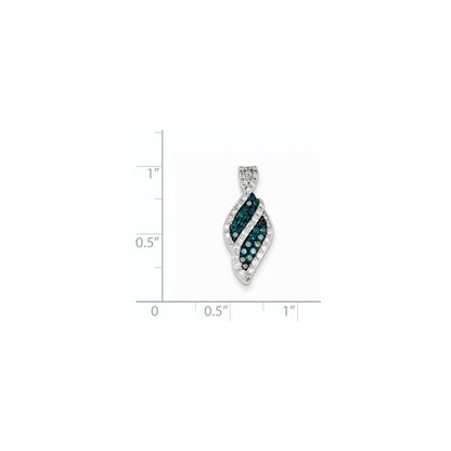 14k White Gold White & Blue Diamond Pendant