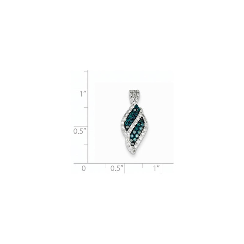 14k White Gold White & Blue Diamond Pendant