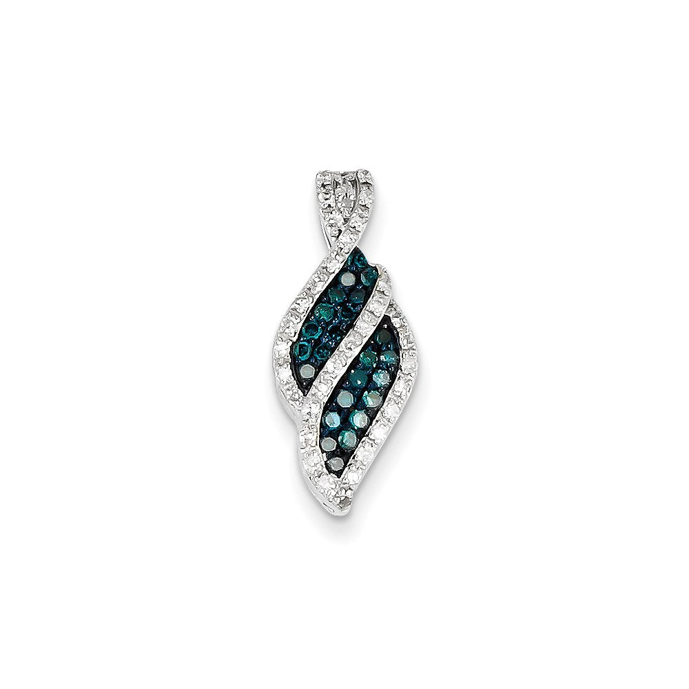 14k White Gold White & Blue Diamond Pendant