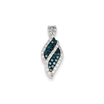 14k White Gold White & Blue Diamond Pendant