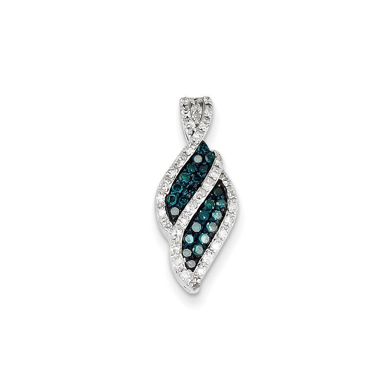 14k White Gold White & Blue Diamond Pendant