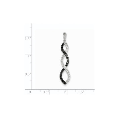 14K White Gold Black & White Real Diamond Twisted Pendant