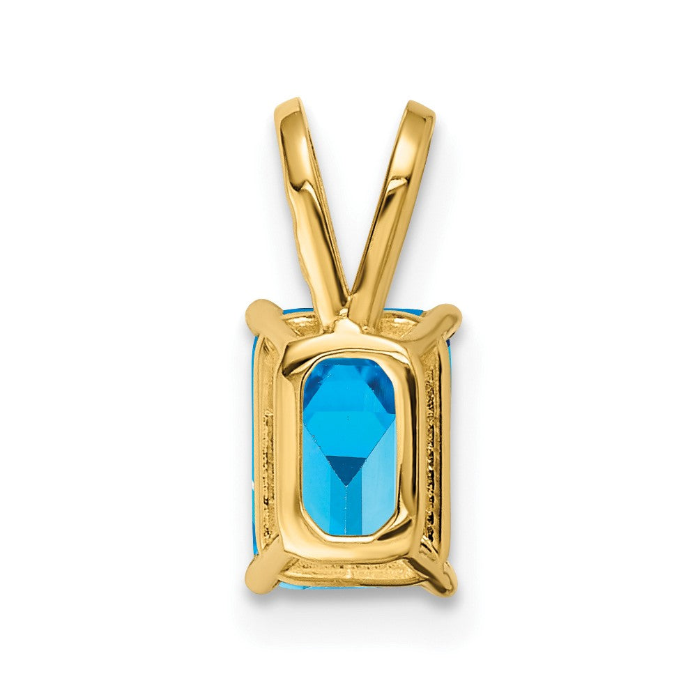 14K Yellow Gold 7x5mm Emerald Cut Blue Topaz pendant
