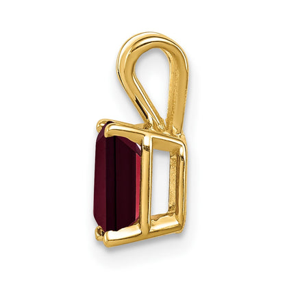 14K Yellow Gold 7x5mm Emerald Cut Garnet pendant