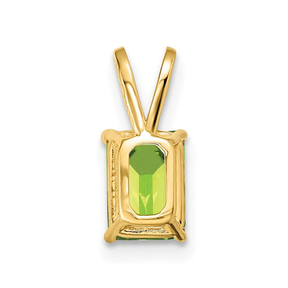 14K Yellow Gold 7x5mm Emerald Cut Peridot pendant