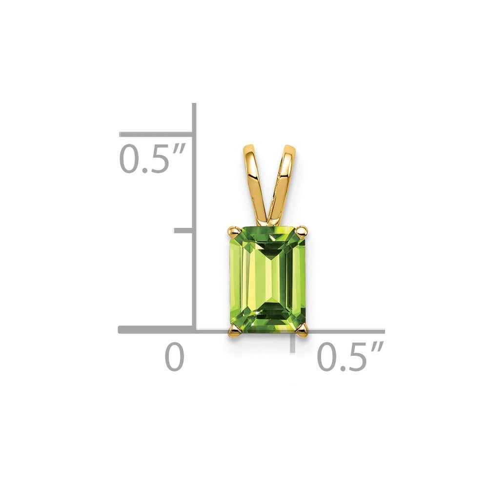 14K Yellow Gold 7x5mm Emerald Cut Peridot pendant