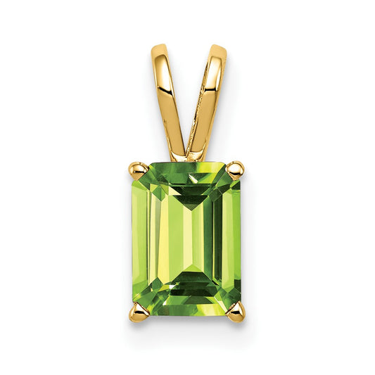14K Yellow Gold 7x5mm Emerald Cut Peridot pendant