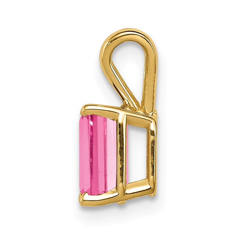 14k Yellow Gold 7x5mm Emerald Cut Pink Tourmaline pendant