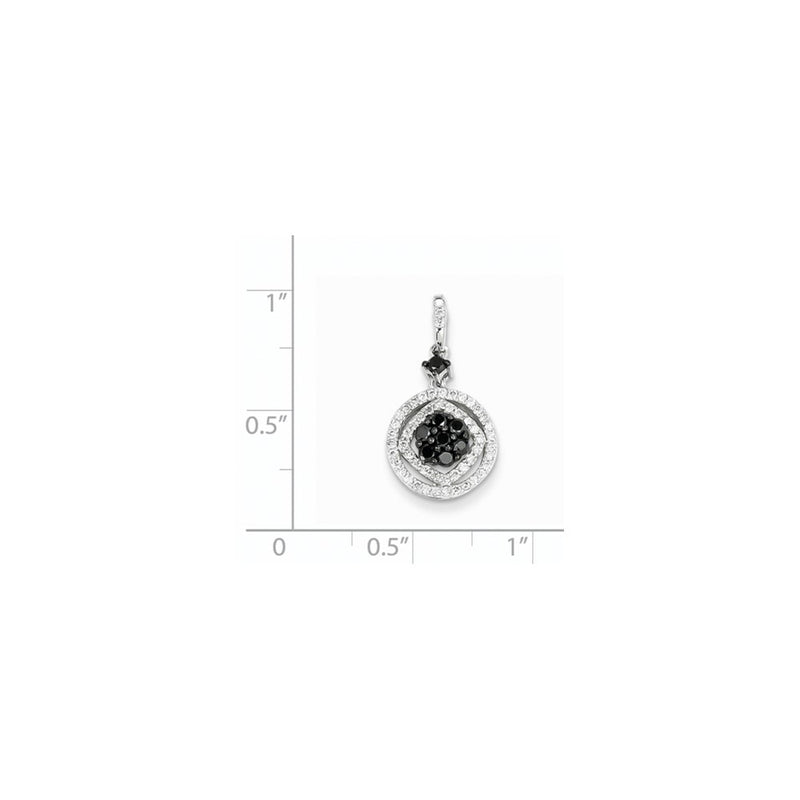 14K White Gold Black & White Real Diamond Circle Pendant