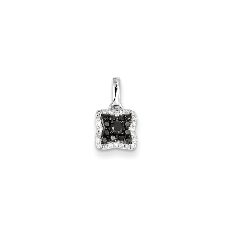 14k White Gold Blk. & Wht. Real Diamond Pendant