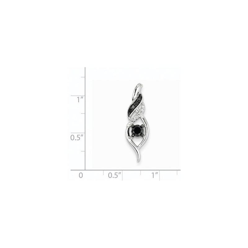 14K White Gold White and Black Diamond Twist Pendant