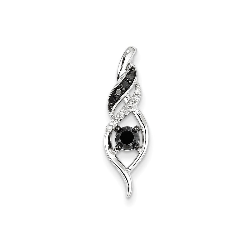 14K White Gold White and Black Diamond Twist Pendant