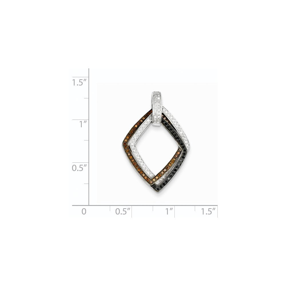 14k Two-tone Gold Black/White/Brown Real Diamond Moveable Pendant