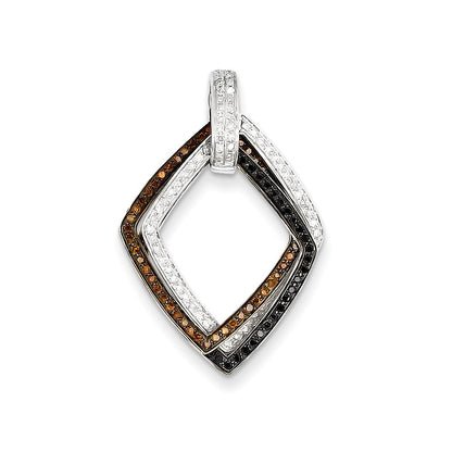 14k Two-tone Gold Black/White/Brown Real Diamond Moveable Pendant