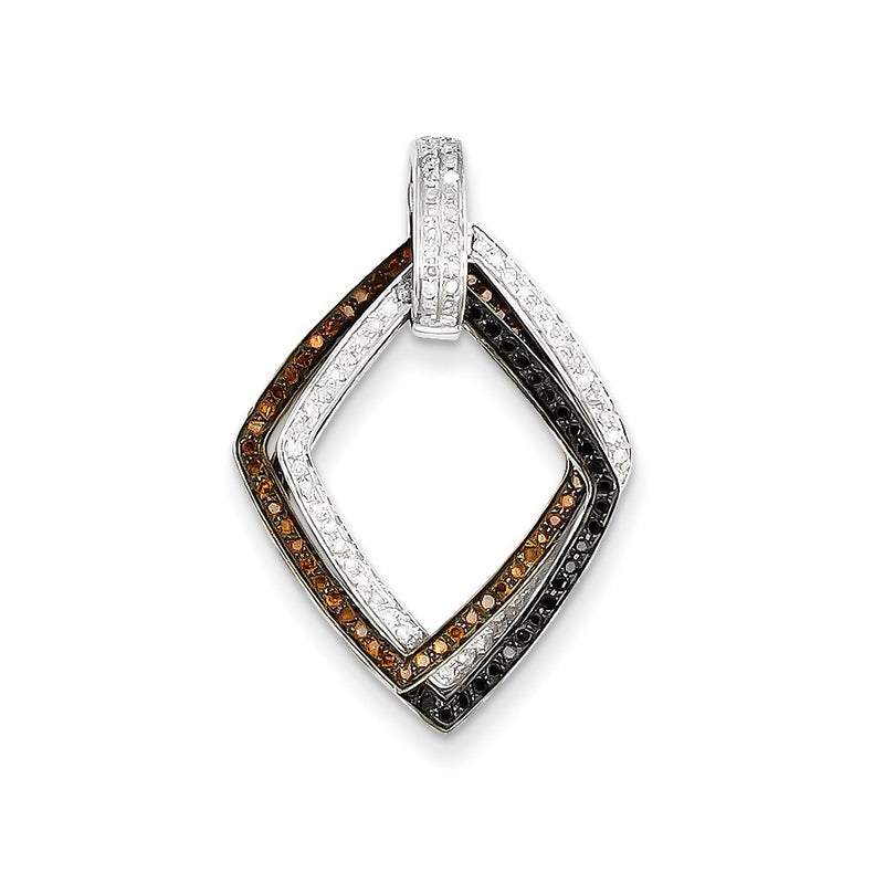14k Two-tone Gold Black/White/Brown Real Diamond Moveable Pendant